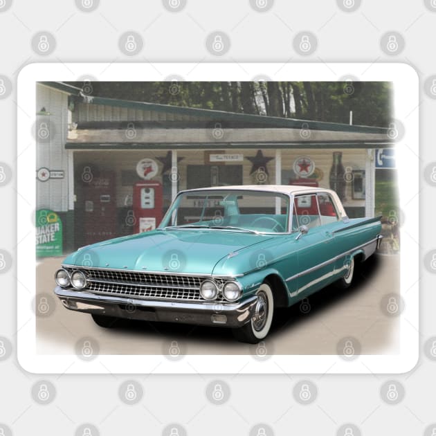 1961 Galaxie 500 in our filling station series Sticker by Permages LLC